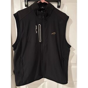 RLX Golf Vest Mens Full‎ Zip Black Sleeveless Golfing Jacket Lg